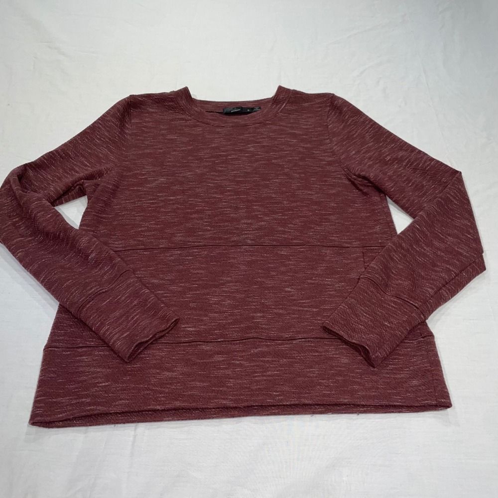 Prana Womens Space Dye Burgundy Long Sleeve Sweatshirt Crew Neck Size S